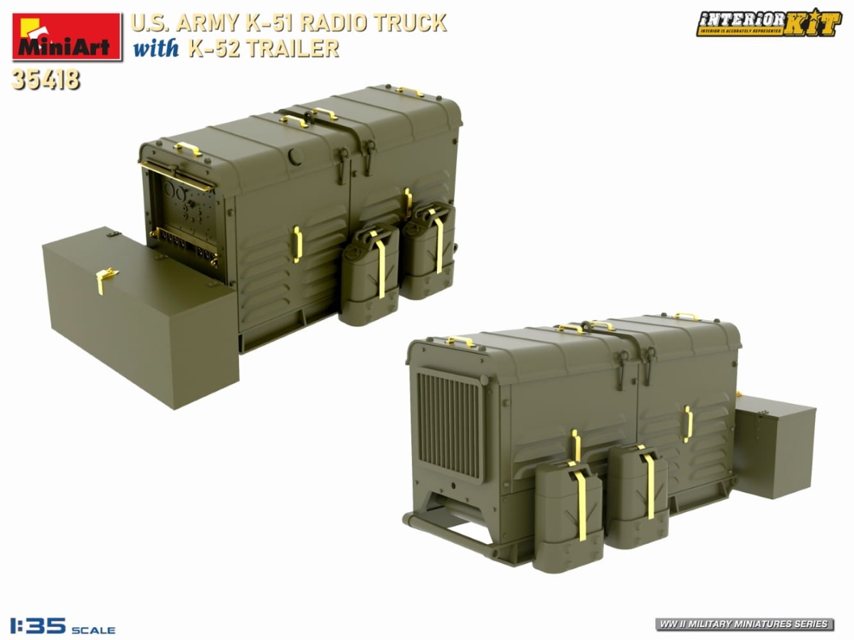 Zdjęcie dodatkowe produktu US Army K-51 Radio Truck With K-52 Trailer. Interior Kit 1:35 MiniArt 35418