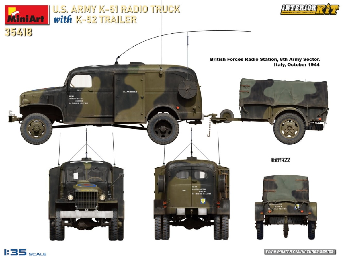 Zdjęcie dodatkowe produktu US Army K-51 Radio Truck With K-52 Trailer. Interior Kit 1:35 MiniArt 35418