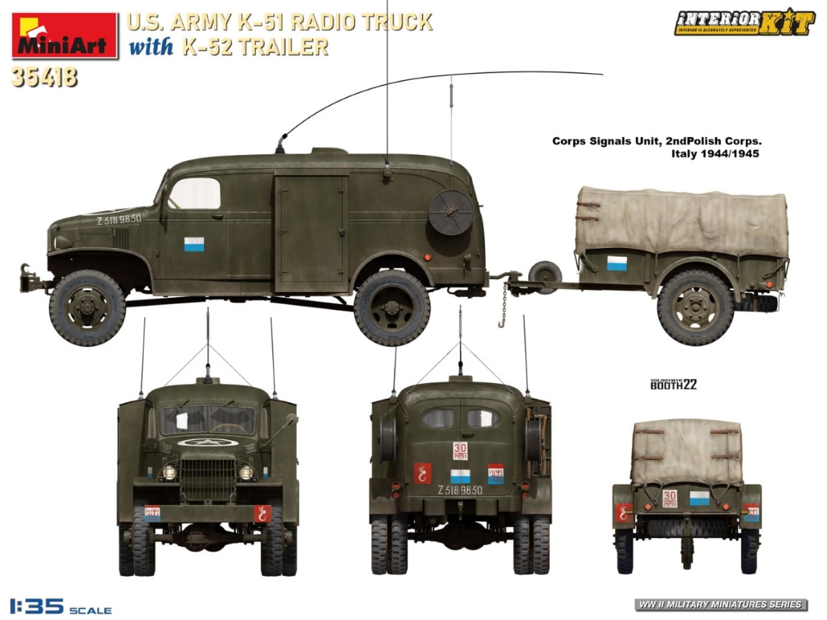 Zdjęcie dodatkowe produktu US Army K-51 Radio Truck With K-52 Trailer. Interior Kit 1:35 MiniArt 35418