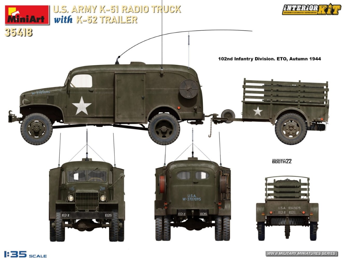 Zdjęcie dodatkowe produktu US Army K-51 Radio Truck With K-52 Trailer. Interior Kit 1:35 MiniArt 35418