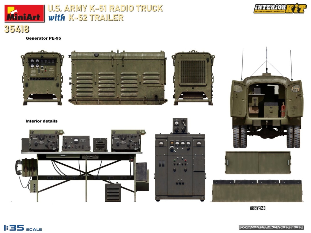 Zdjęcie dodatkowe produktu US Army K-51 Radio Truck With K-52 Trailer. Interior Kit 1:35 MiniArt 35418
