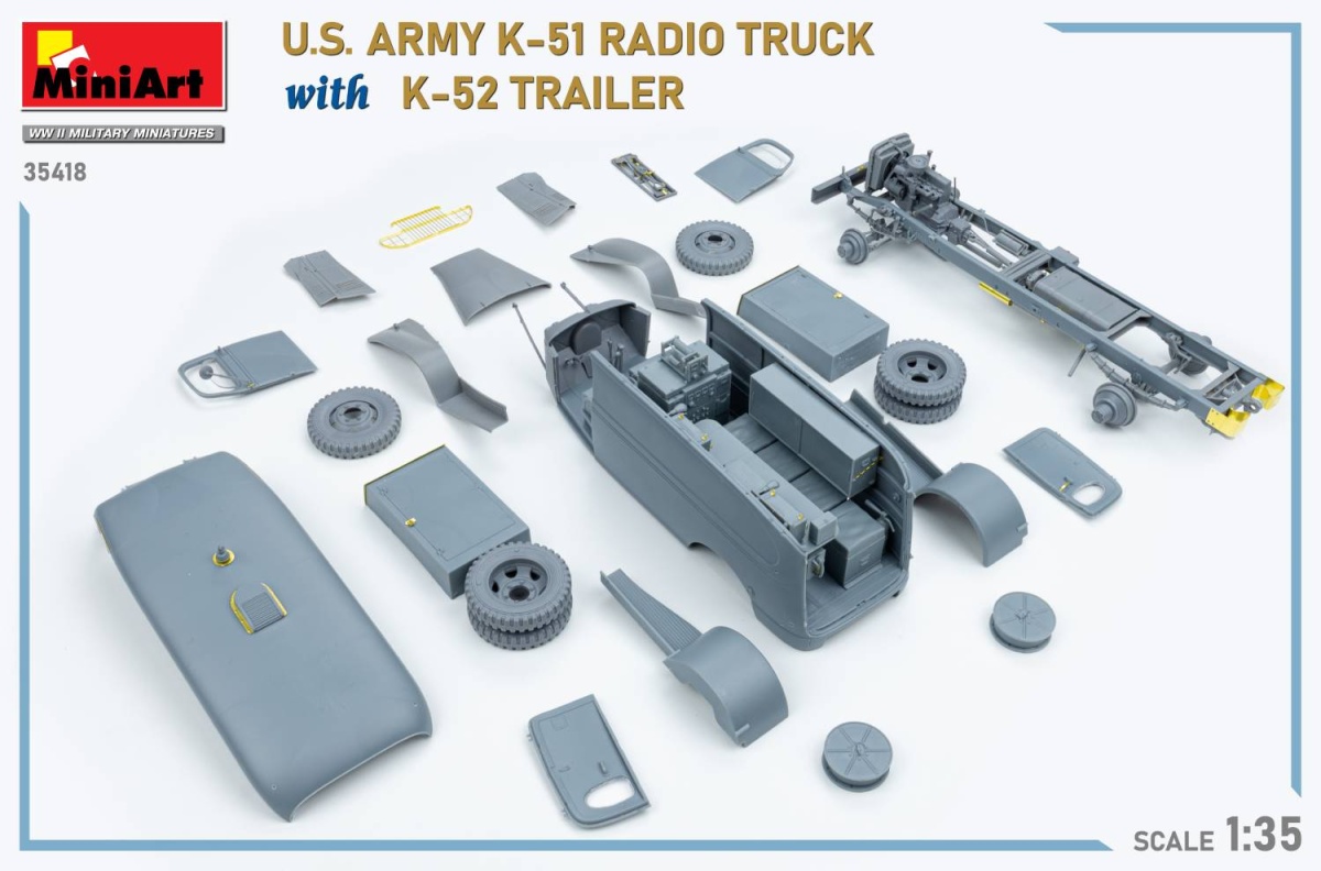 Zdjęcie dodatkowe produktu US Army K-51 Radio Truck With K-52 Trailer. Interior Kit 1:35 MiniArt 35418