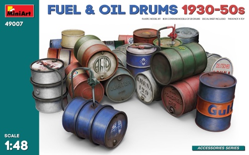 Fuel and Oil Drums 1930-50s 1:48 MiniArt 49007