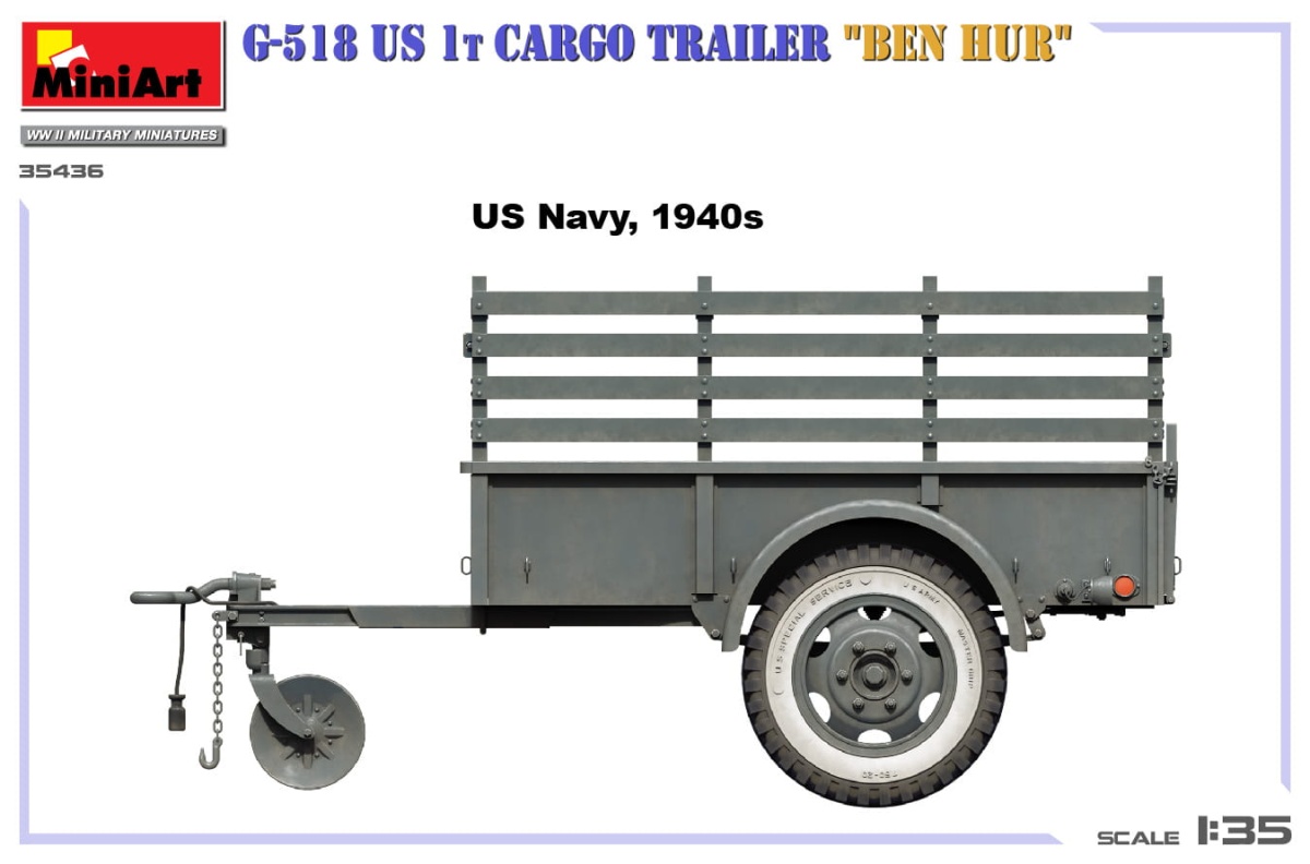 Zdjęcie dodatkowe produktu G-518 US 1T Cargo Trailer Ben Hur 1:35 MiniArt 35436