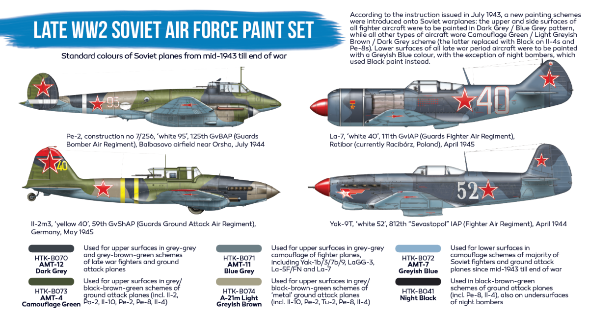 Zdjęcie dodatkowe produktu Hataka BS20 Late WW2 Soviet Air Force Paint Set 17ml