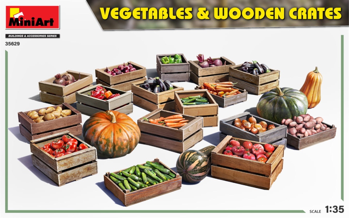 Zdjęcie dodatkowe produktu Vegetables and Wooden Crates 1:35 MiniArt 35629
