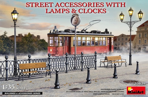 Street Accessories With Lamps and Clocks 1:35 MiniArt 35639