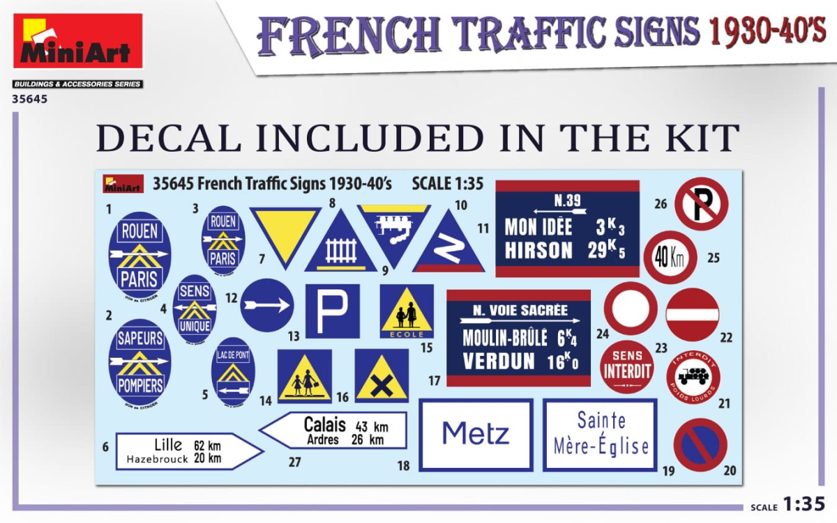 Zdjęcie dodatkowe produktu French Traffic Signs 1930-40s 1:35 MiniArt 35645