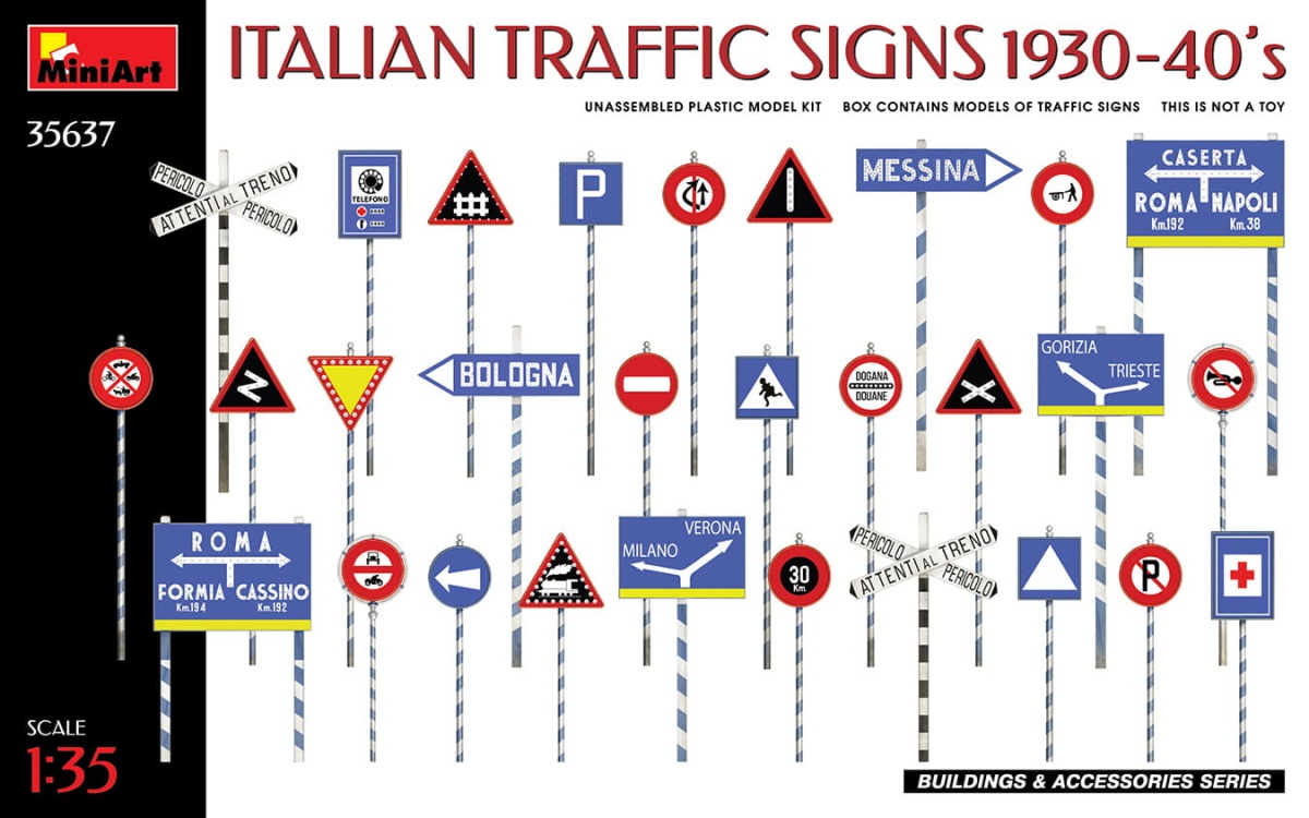 Zdjęcie główne produktu Italian Traffic Signs 1930-40s 1:35 MiniArt 35637