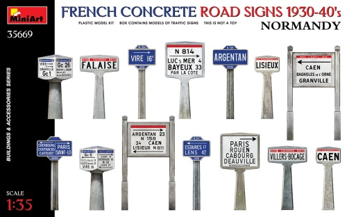 French Concrete Road Signs 1930-40s Normandy 1:35 MiniArt 35669