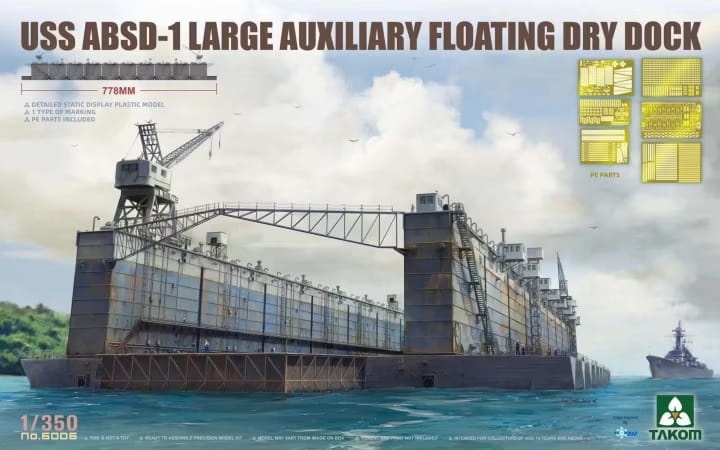 Zdjęcie główne produktu USS ABSD-1 Large Auxiliary Floating Dry Dock 1:350 Takom 6006