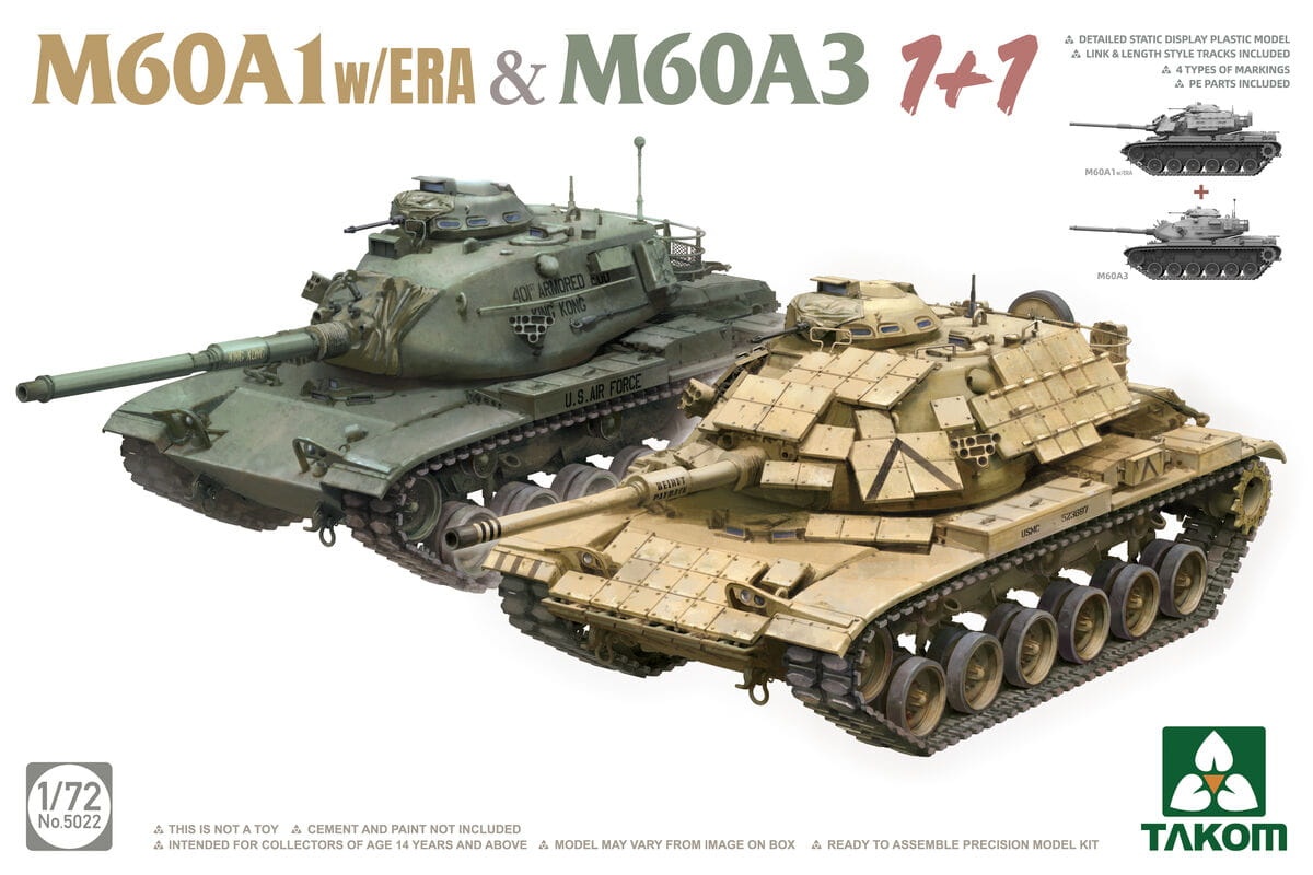 Zdjęcie główne produktu M60A1 w/ERA and M60A3 1:72 Takom 5022