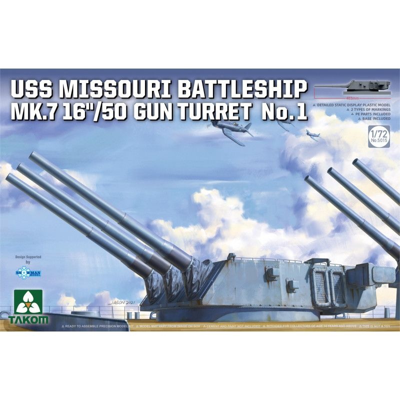 Zdjęcie główne produktu USS Missouri Battleship Mk.7 16/50 Gun Turret No. 1 1:72 Takom 5015