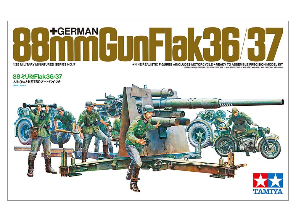 Zdjęcie główne produktu Niemieckie działo przeciwlotnicze 88mm Flak 36/37 1:35 Tamiya 35017
