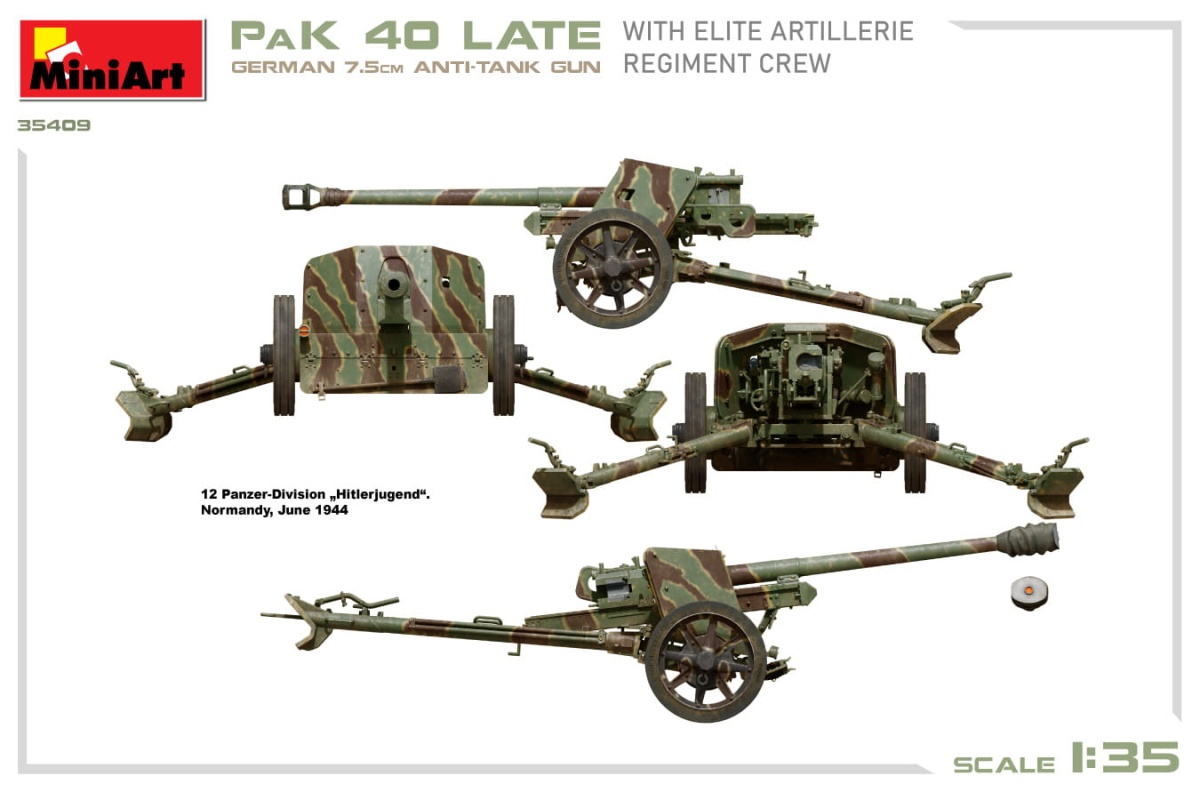 Zdjęcie dodatkowe produktu German 7,5cm Anti-Tank Gun Pak 40, Late 1:35 MiniArt 35409