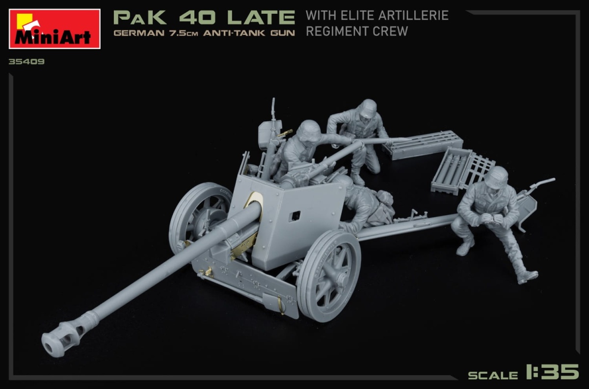 Zdjęcie dodatkowe produktu German 7,5cm Anti-Tank Gun Pak 40, Late 1:35 MiniArt 35409