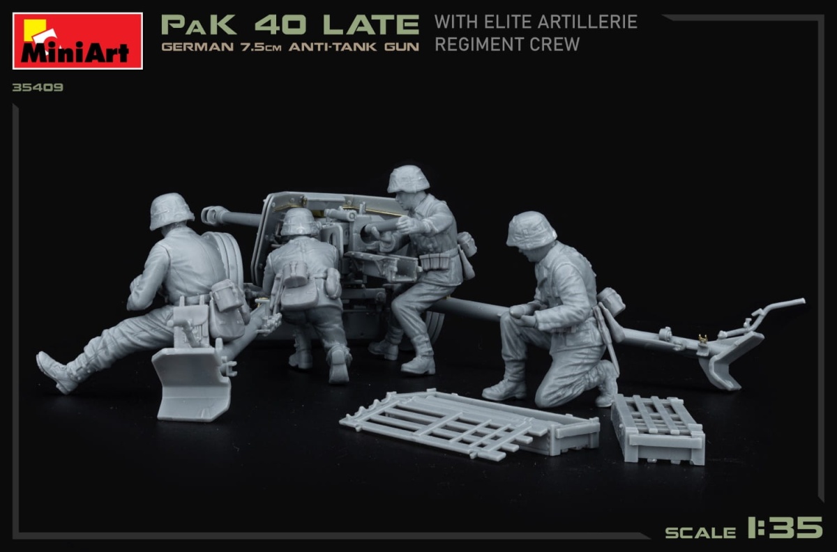 Zdjęcie dodatkowe produktu German 7,5cm Anti-Tank Gun Pak 40, Late 1:35 MiniArt 35409