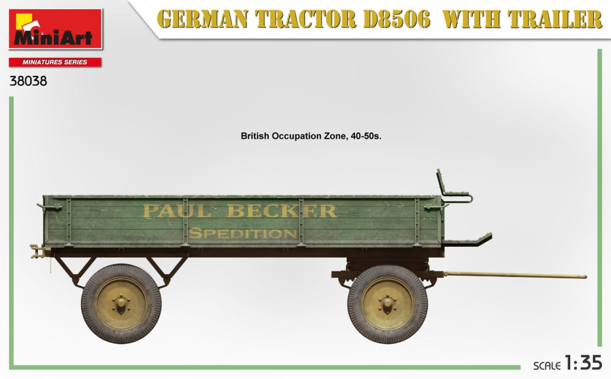 Zdjęcie dodatkowe produktu German Tractor D8506 with trailer 1:35 MiniArt 38038