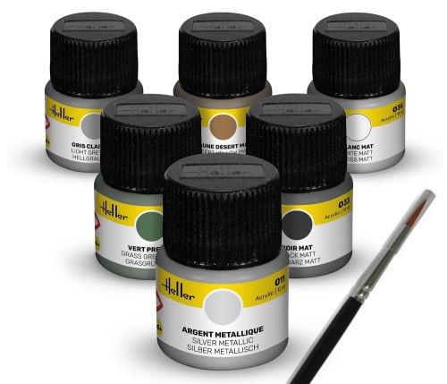 Aircraft 6x12ml paint set and brush Heller 9402