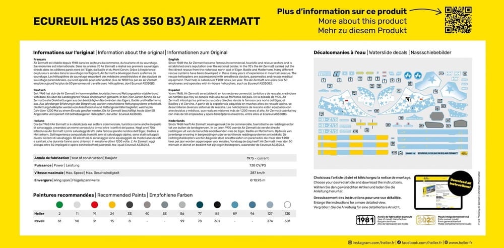Zdjęcie dodatkowe produktu AS350 B3 Ecureuil 1:48 Heller 80490