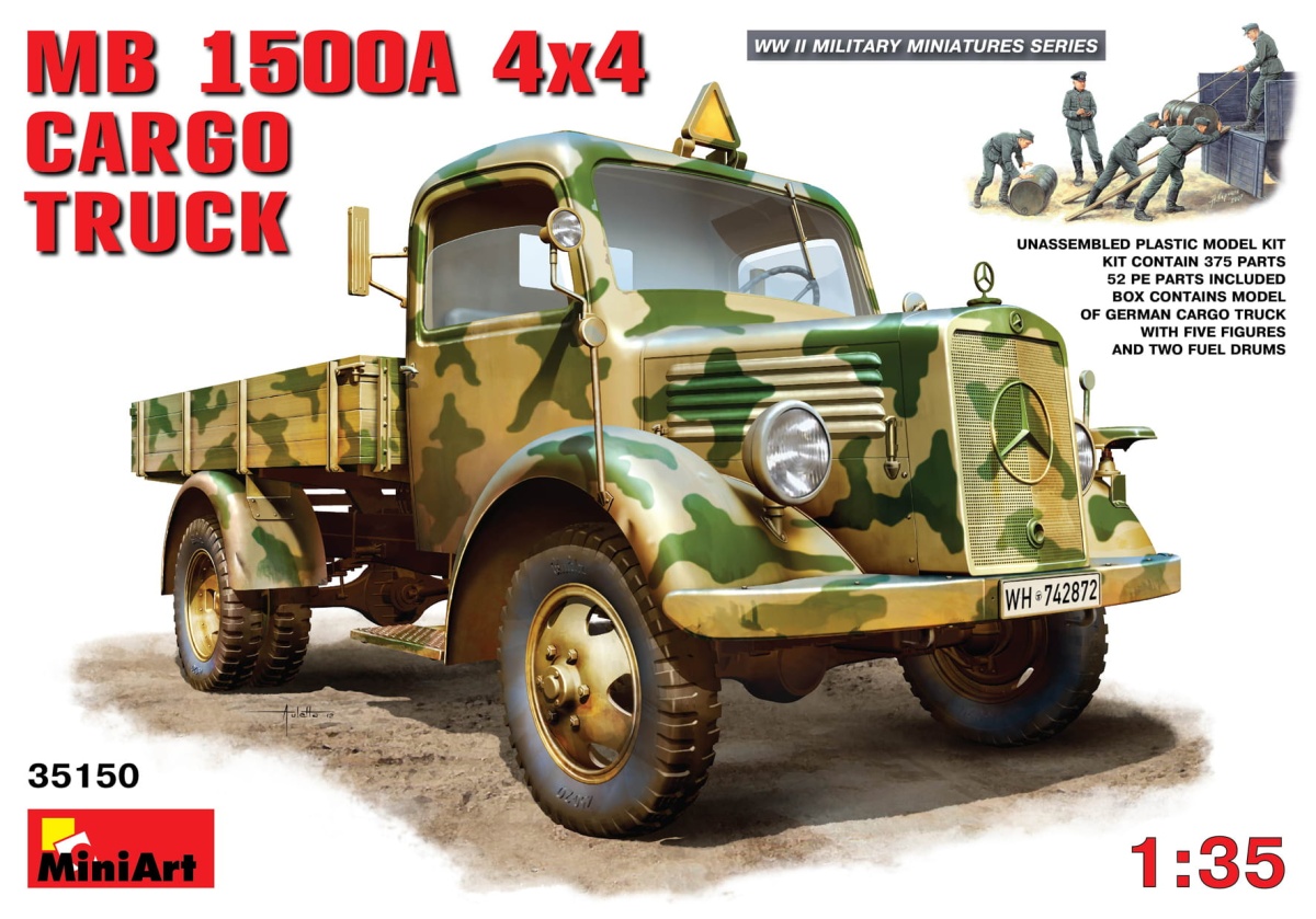 Zdjęcie główne produktu Mercedes-Benz (MB) L1500A 4X4 Cargo Truck 1:35 MiniArt 35150