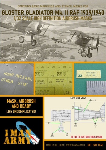 Masks Gloster Gladiator Mk.II RAF 1939/1940 1:32 1 Man Army 32DET040