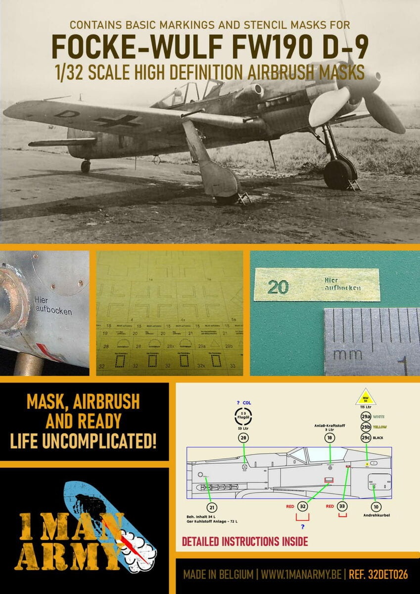 Zdjęcie główne produktu Maski Focke-Wulf FW190 D-9 1:32 1 Man Army 32DET026