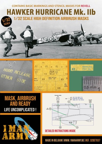 Hawker Hurricane Mk IIb Masks (Revell) 1:32 1 Man Army 32DET037