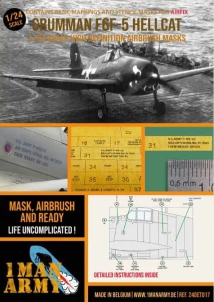 Zdjęcie główne produktu Maski Grumman F6F-5 Hellcat (Airfix) 1:24 1 Man Army 24DET017