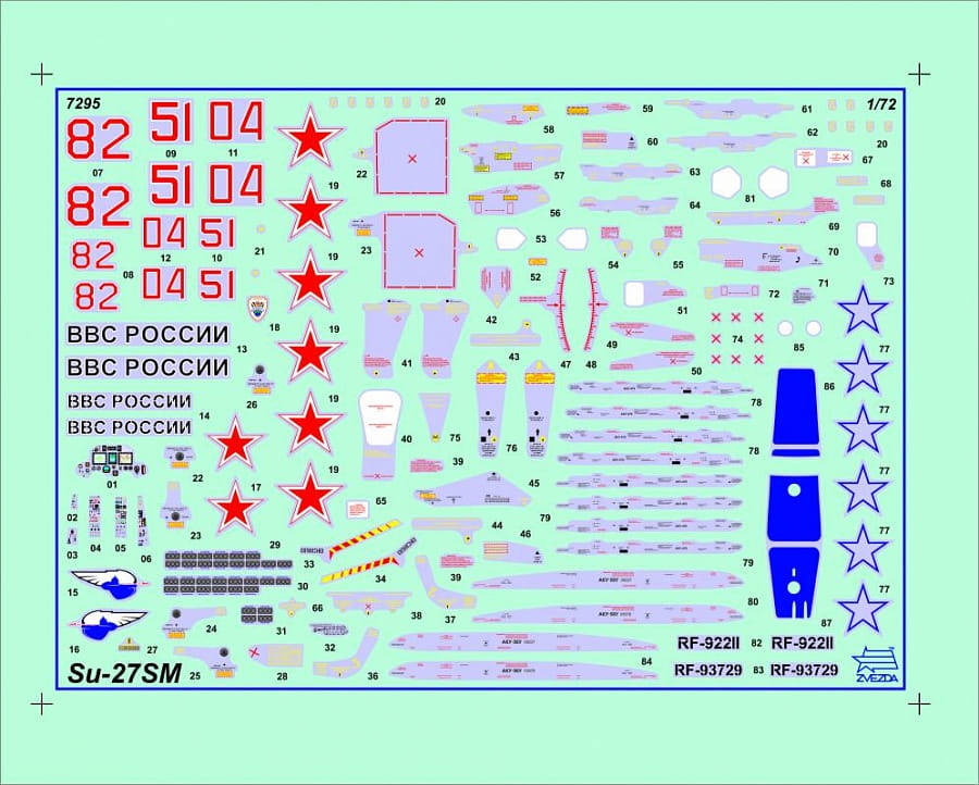 Zdjęcie dodatkowe produktu Su-27SM Flanker B Mod 1 myśliwiec przewagi powietrznej 1:72 Zvezda 7295