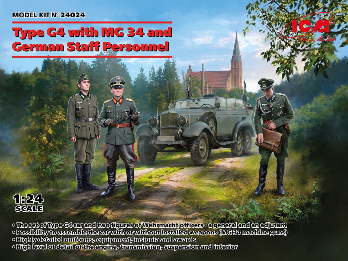Zdjęcie główne produktu Type G4 with MG 34 and German Staff Personnel 1:24 ICM 24024