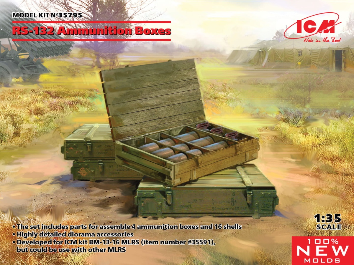 Zdjęcie główne produktu RS-132 Ammunition Boxes 1:35 ICM 35795