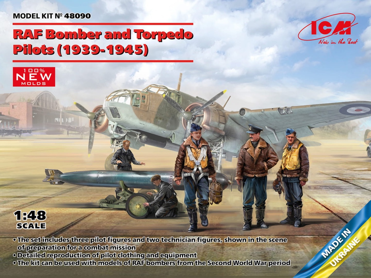 Zdjęcie główne produktu RAF Bomber and Torpedo Pilots (5 figurek) 1:48 ICM 48090