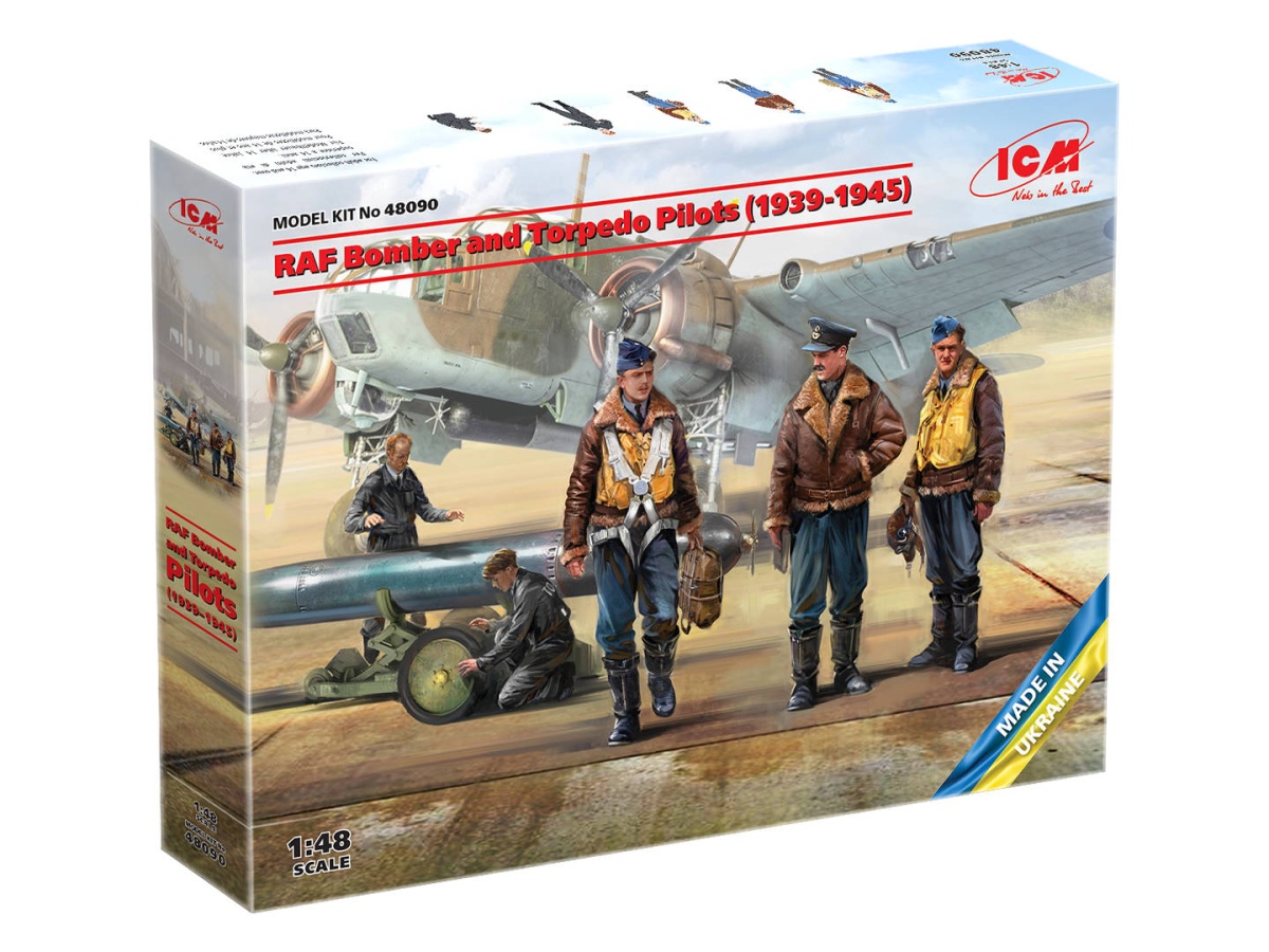 Zdjęcie dodatkowe produktu RAF Bomber and Torpedo Pilots (5 figurek) 1:48 ICM 48090