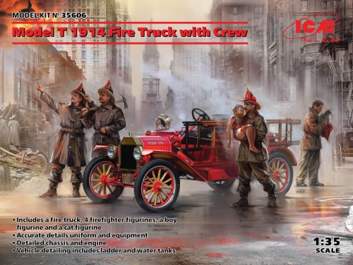 Model T 1914 Fire Truck with Crew 1:35 ICM 35606