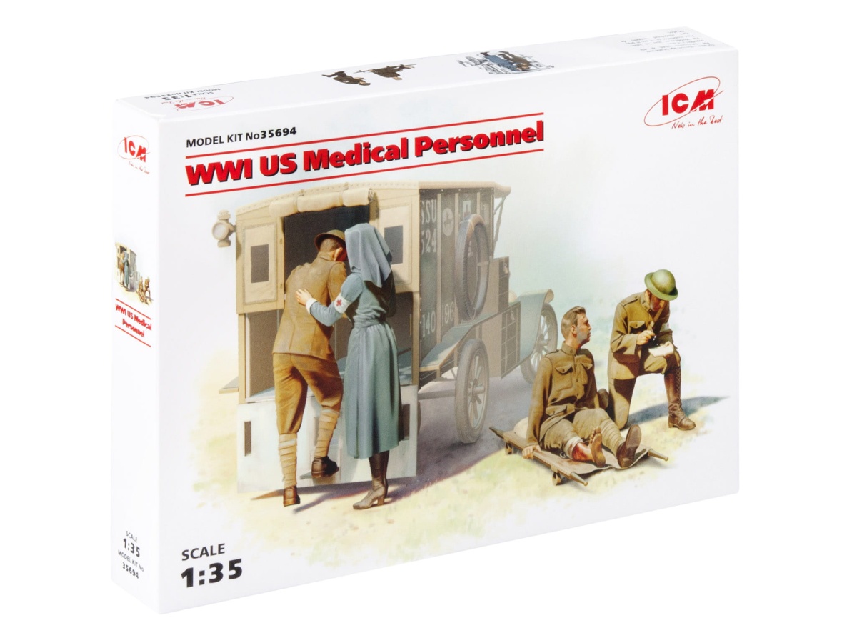 Zdjęcie dodatkowe produktu WWI US Medical Personnel (4 figurki) 1:35 ICM 35694