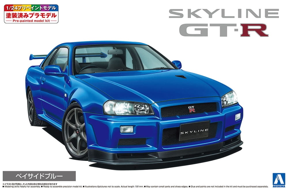 Zdjęcie główne produktu Nissan Skyline R34 GT-R V-spec II BNR34 Pre-painted 1:24 Aoshima 06557
