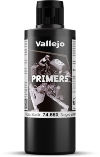Vallejo 74660 Gloss Black Surface Primer Black Paint 200ml