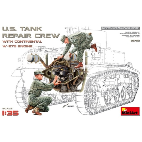 US Tank Repair Crew With Continental W-670 Engine 1:35 MiniArt 35461