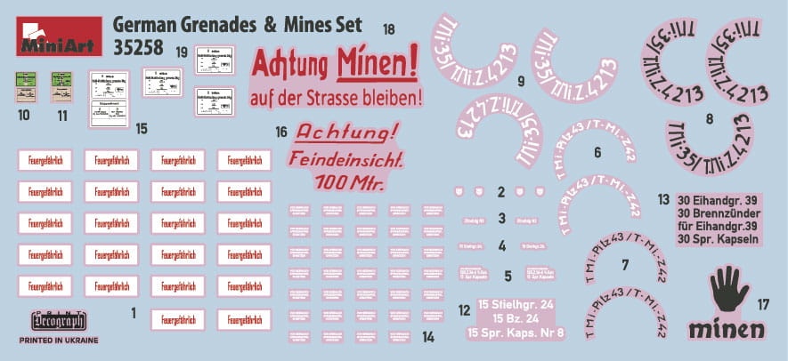 Zdjęcie dodatkowe produktu German Grenades and Mines Set 1:35 MiniArt 35258