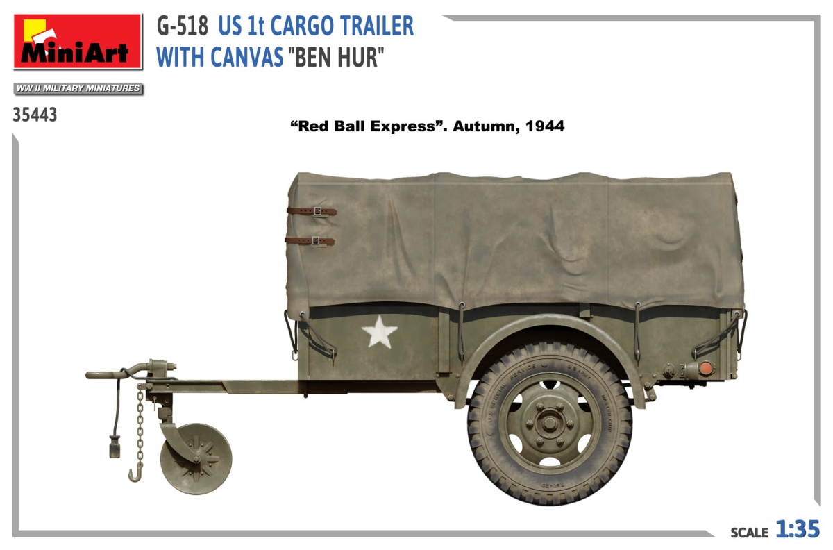 Zdjęcie dodatkowe produktu G-518 US 1t Cargo Trailer With Canvas Ben Hur 1:35 MiniArt 35443