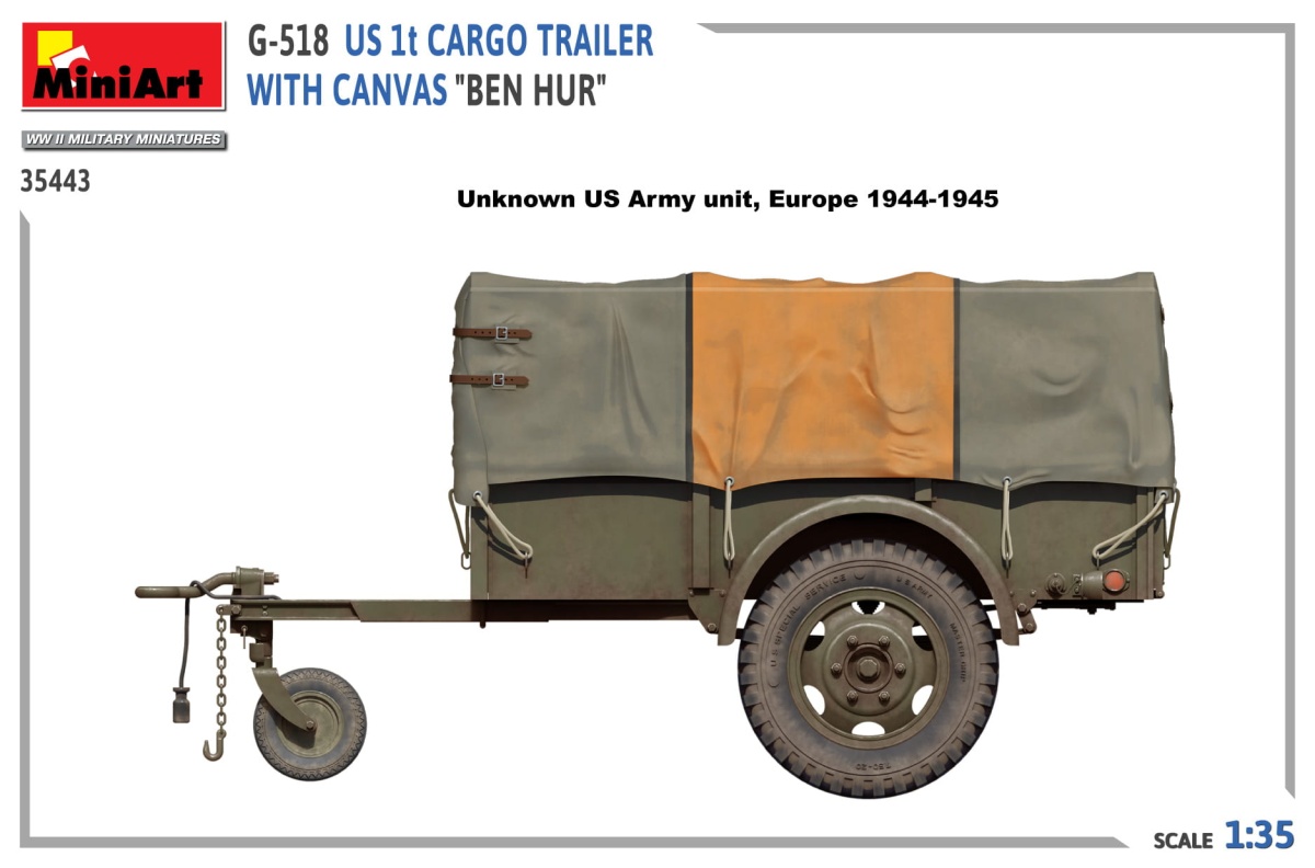 Zdjęcie dodatkowe produktu G-518 US 1t Cargo Trailer With Canvas Ben Hur 1:35 MiniArt 35443