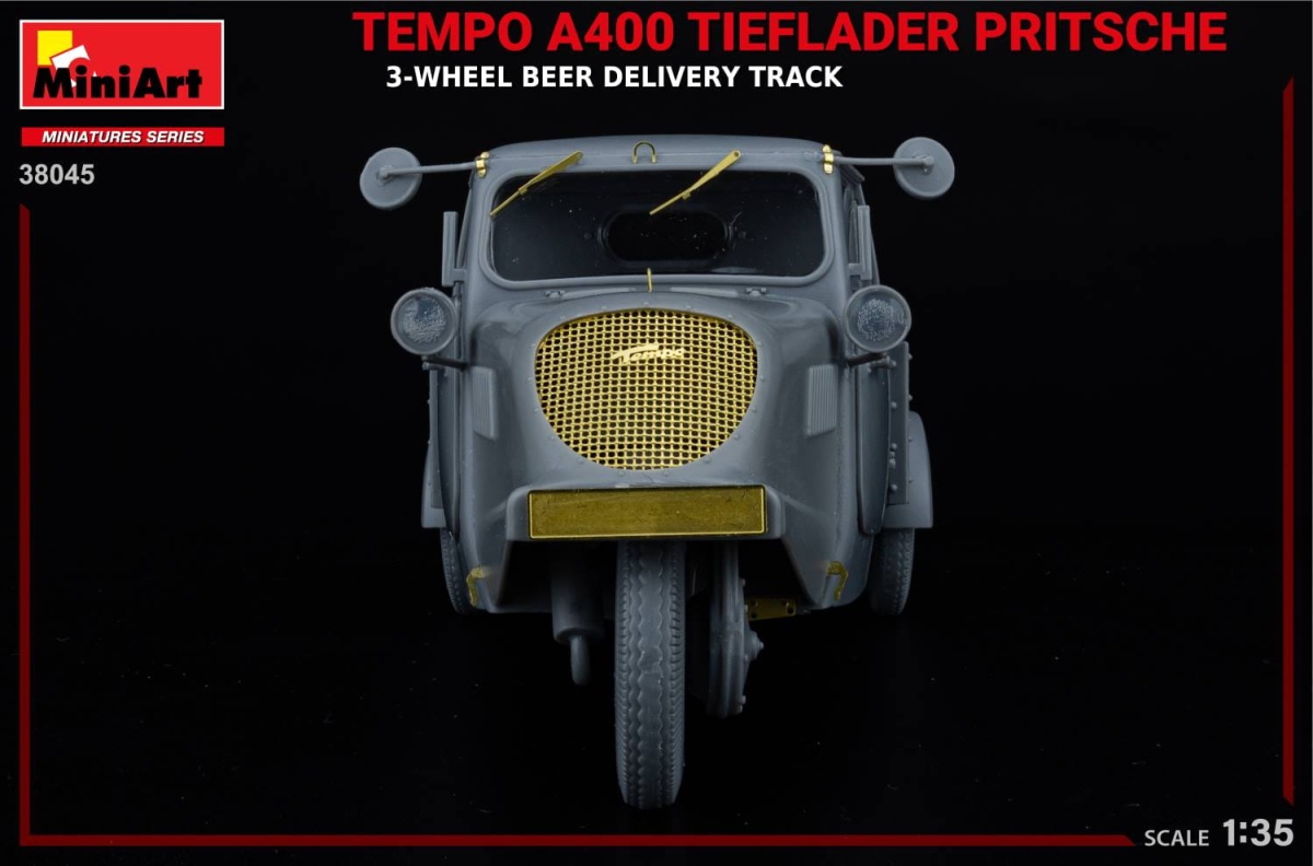 Zdjęcie dodatkowe produktu Tempo A400 Tieflader Pritsche 3-wheel Beer Delivery Truck 1:35 MiniArt 38045