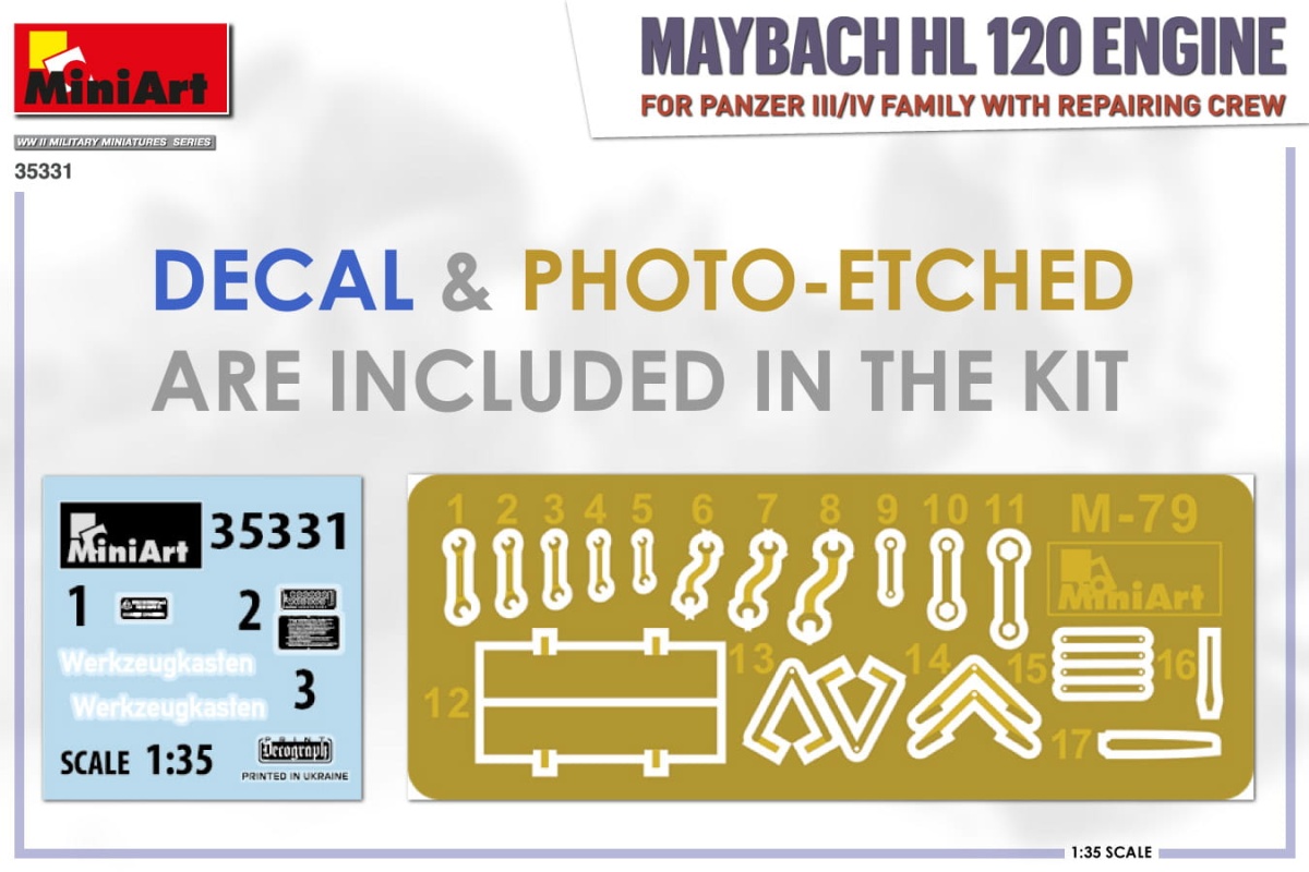 Zdjęcie dodatkowe produktu Maybach HL 120 Engine for Panzer III/IV Family with Repair Crew 1:35 MiniArt 35331