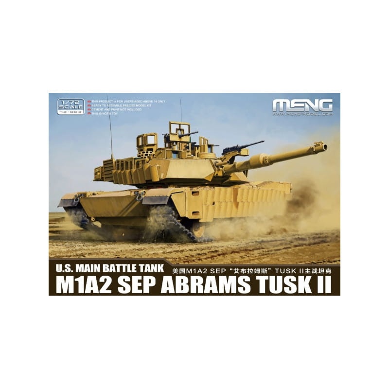 Zdjęcie główne produktu U.S. Main Battle Tank M1A2 SEP ABRAMS TUSK II 1:72 Meng 72003