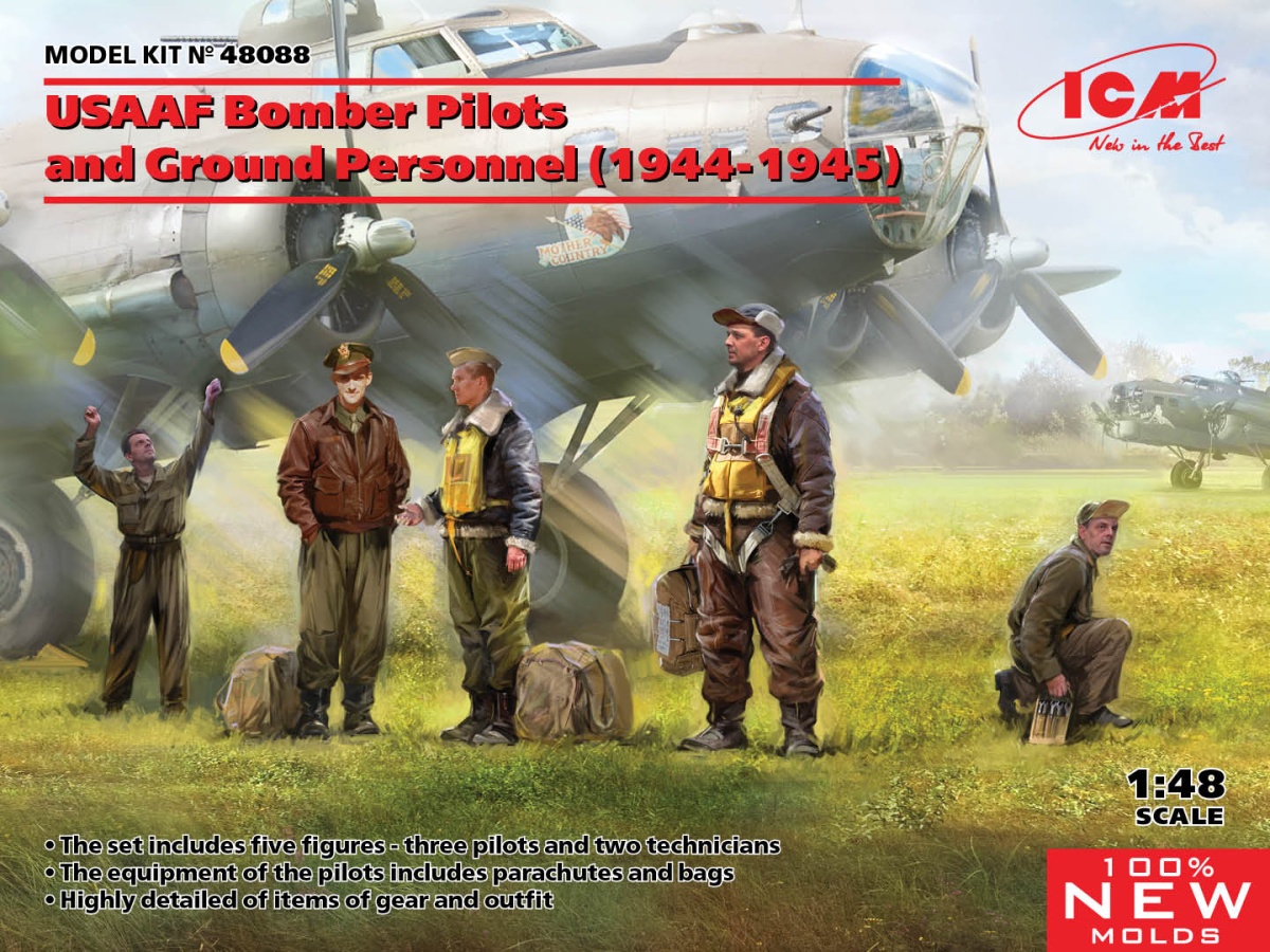 Zdjęcie główne produktu USAAF Bomber Pilots and Ground Personnel (1944-1945) 1:48 ICM 48088