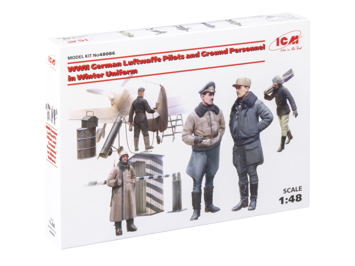 Zdjęcie dodatkowe produktu WWII German Luftwaffe Pilots and Ground Personnel in Winter Uniform 1:48 ICM 48086