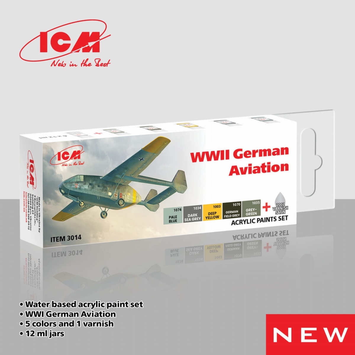 Zdjęcie dodatkowe produktu Acrylic paint set WWII German Aviation ICM 3014