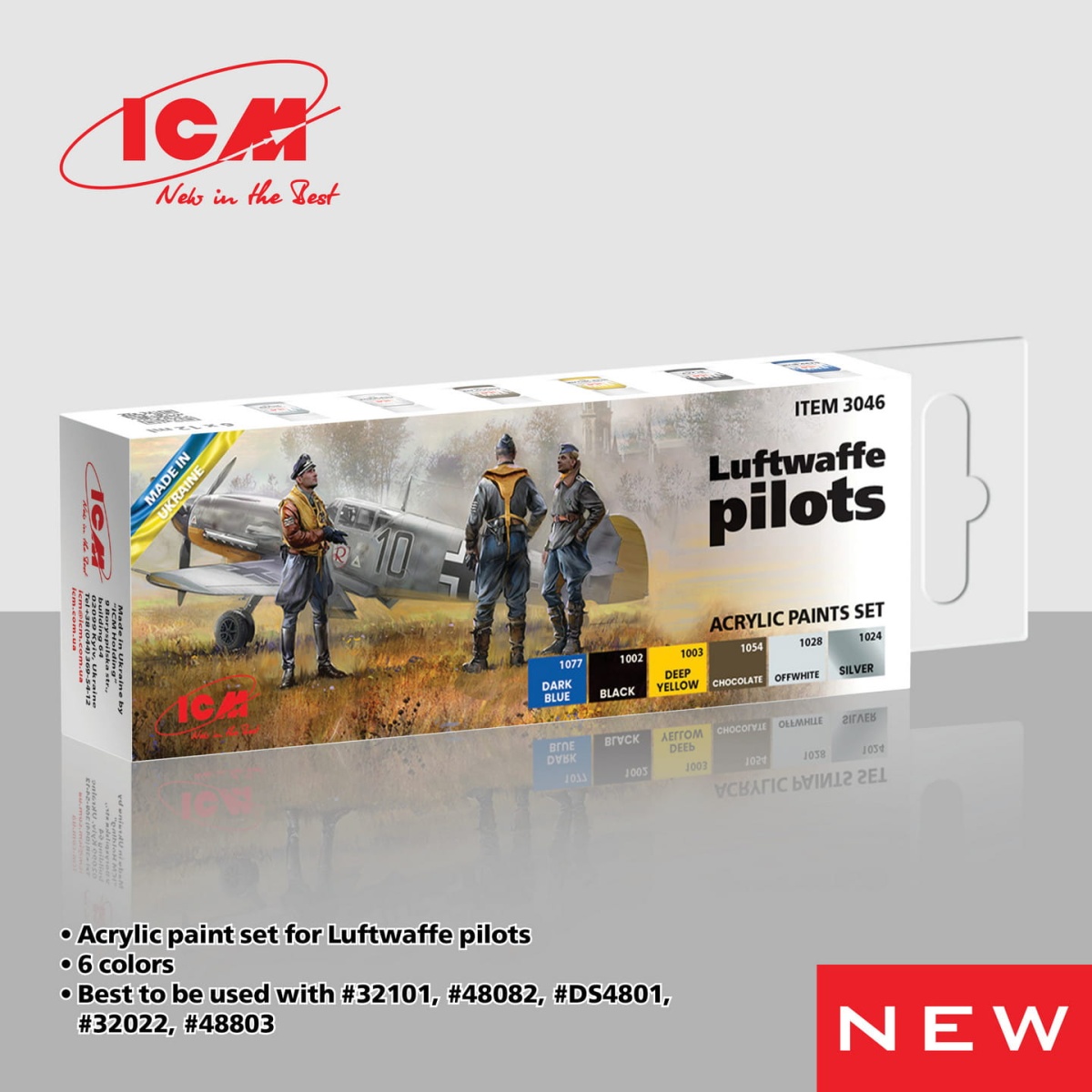 Zdjęcie dodatkowe produktu Acrylic paints set for Luftwaffe pilots ICM 3046