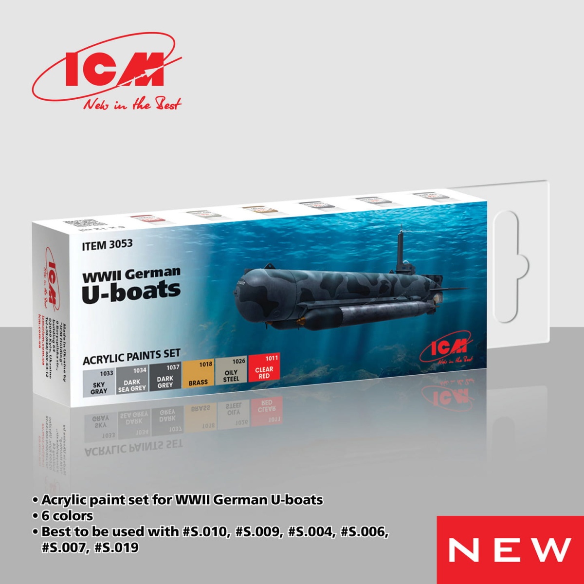 Zdjęcie dodatkowe produktu Acrylic paints set for WWII German U-boats ICM 3053